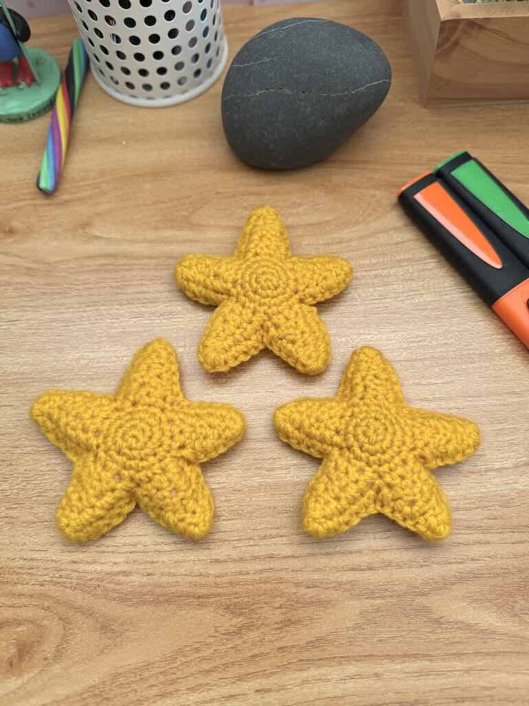 handmade crochet yellow stars