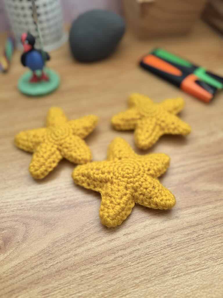 handmade crochet yellow stars