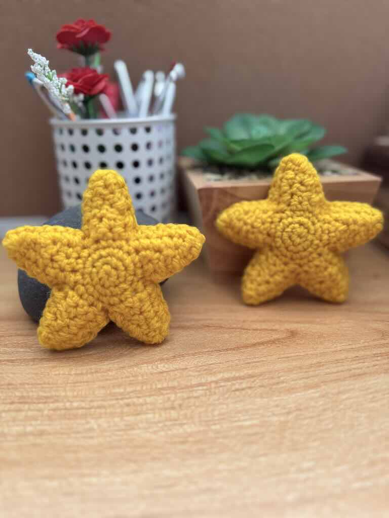 handmade crochet yellow stars