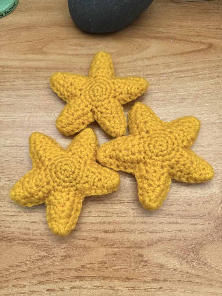 handmade crochet yellow stars