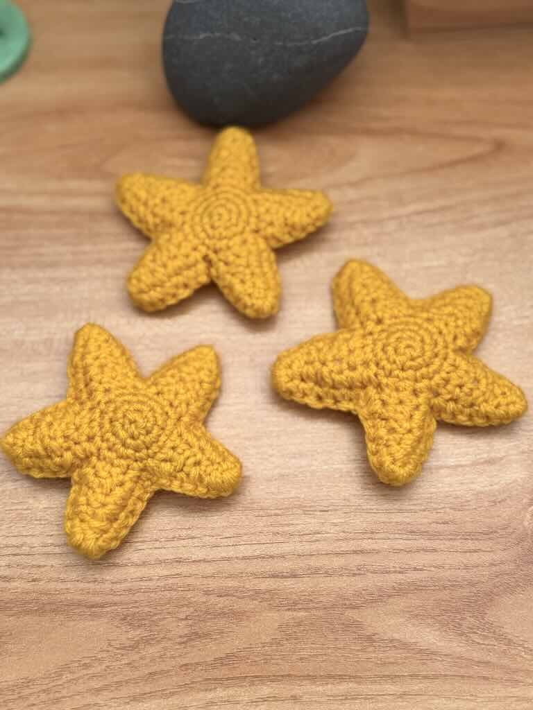 handmade crochet yellow stars